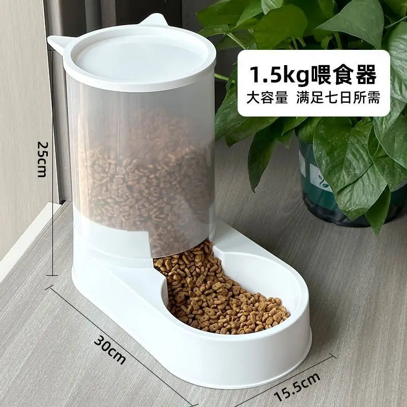 Dog Feeder Cat Automatic Feeding Water Bowl Transparent Pet Food Storage Dispenser Container Puppy Kitten Accessories