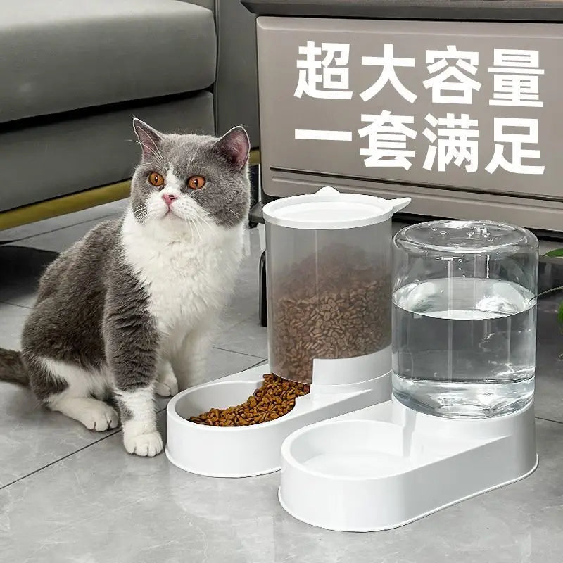 Dog Feeder Cat Automatic Feeding Water Bowl Transparent Pet Food Storage Dispenser Container Puppy Kitten Accessories
